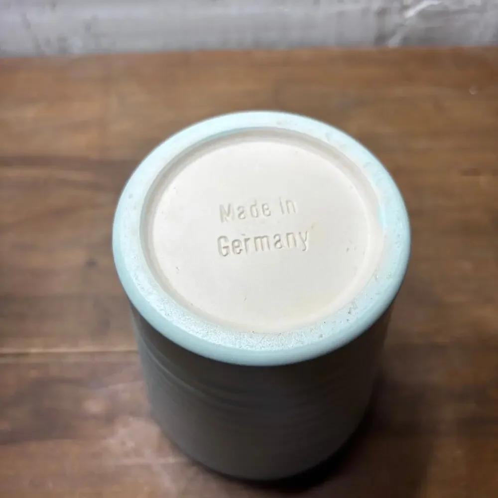 Vintage Mint Green Ribbed German Ceramic Pot made in Germany